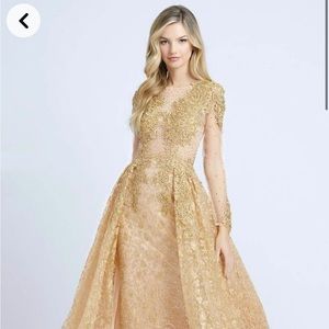 Mac Duggal Gold Illusion Dress NWOT Size 4